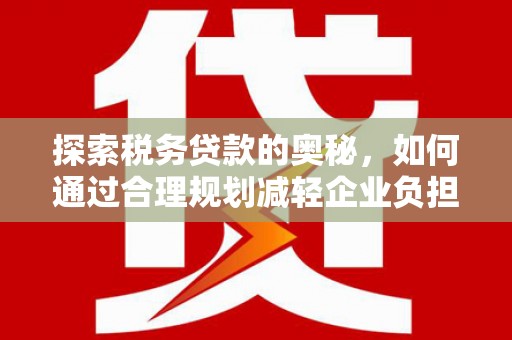 宛城探索税务贷款的奥秘，如何通过合理规划减轻企业负担