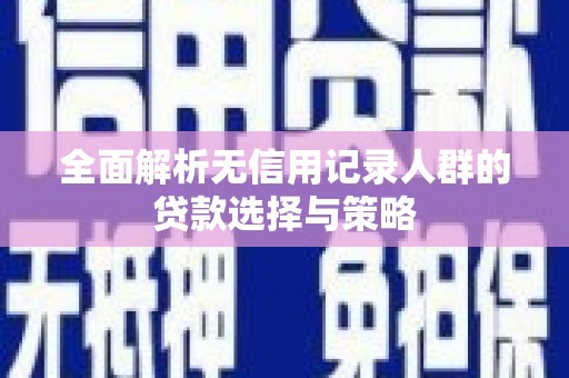 南澳全面解析无信用记录人群的贷款选择与策略