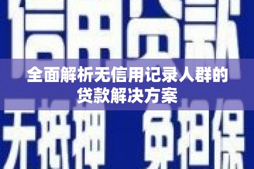 舞钢全面解析无信用记录人群的贷款解决方案
